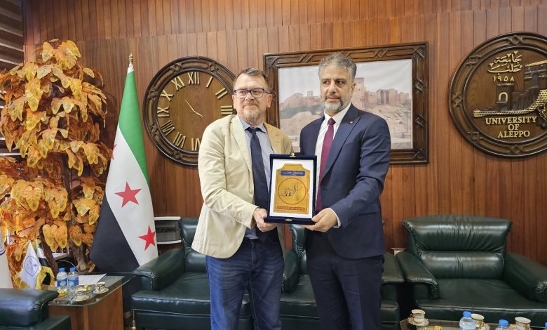 سفير إيطاليا يزور جامعة حلب لبحث آفاق التعاون الأكاديمي والثقافي بين البلدين 1 سفير إيطاليا يزور جامعة حلب