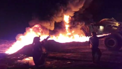 حريق في أنابيب النفط بحمص